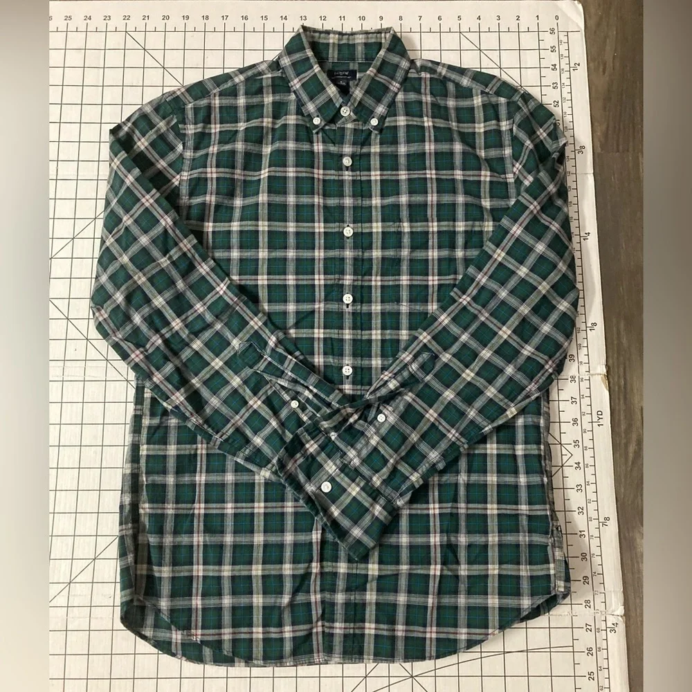 J. Crew Men’s‎ Medium Plaid Heathered Cotton Button Down Shirt